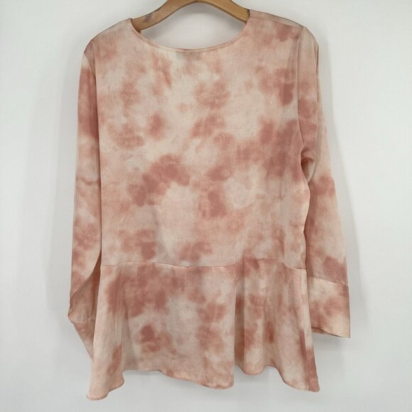 Vince Camuto women's blouse top V-neck peach tie-dye size 1X plus long sleeve - Picture 9 of 12
